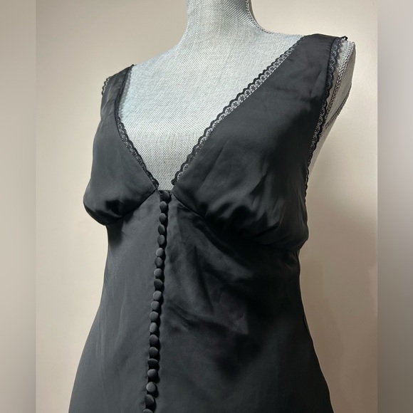 NWT Meshki Size S Amiri Satin Mini Dress With Lace Black Open Back - Picture 7 of 16